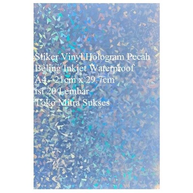 

Asli Stiker Vinyl Hologram Pecah Beling Inkjet Waterproof A4 Terbatas