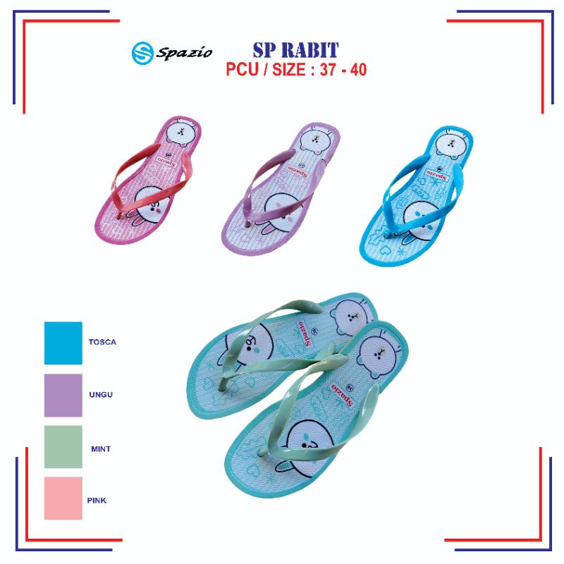 Sandal japit cewek spazio rabit tanpa lem awet simpel