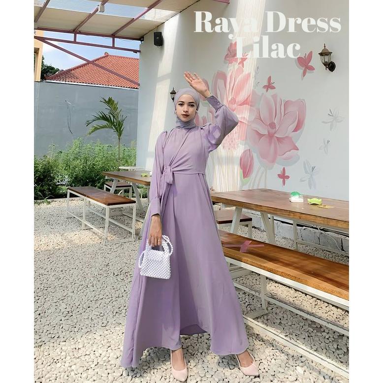 Baju Dress Pesta Fashion Muslim Wanita Syari Busana Muslim Terbaru Modern Maxi Lengan Balon Outfit M
