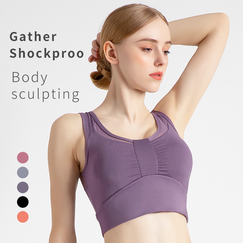 Lulu Lemon Sport Bra Wanita Push Up Seamless Yf045