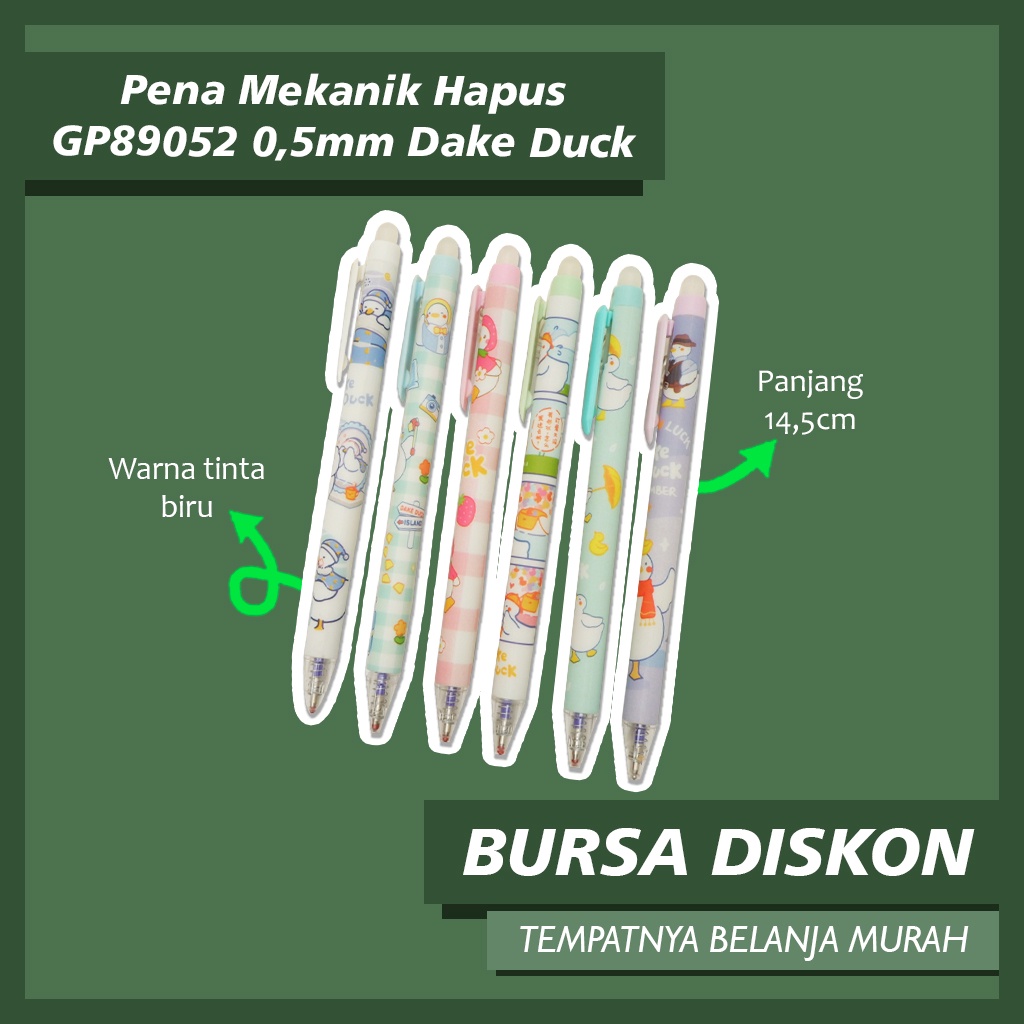 

Pena Mekanik Hapus GP89052 0,5mm Dake Duck Bebek pulpen cetek bisa dihapus di hapus Erasable Pen Pulpen Tinta Pen Bolpen