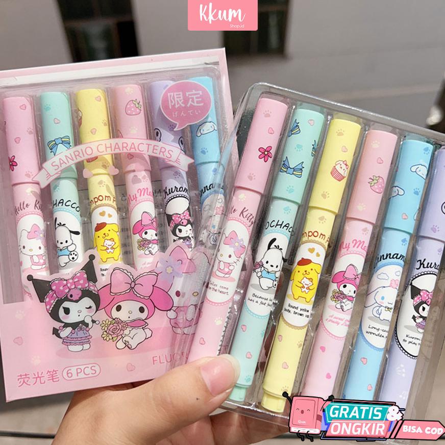 

6 PCS 1 set Stabilo sanrio highlighter/ Stabilo pastel color cute penanda pewarna