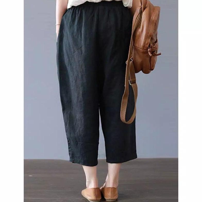 Best - Uniqo Pants Celana Panjang Wanita 7/8 kulot size L XL XXL XXXL bahan cotton Twill ,.