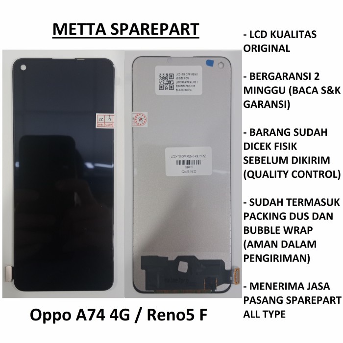Original OEM LCD Touchscreen Oppo A74 4G (CPH2219) / Reno 5F (CPH2217)