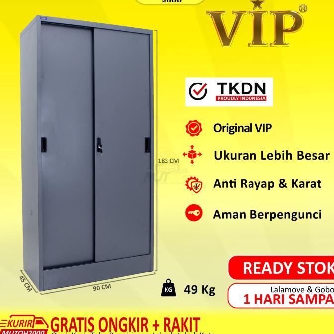 

New Tkdn Vip V-603 Lemari Arsip Lemari Besi 2 Pintu Sliding Plat Geser Berkualitas