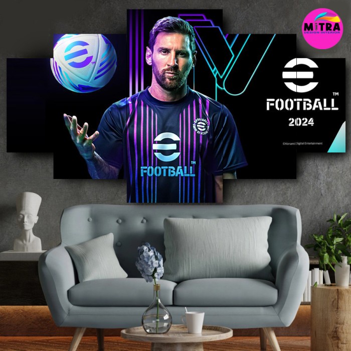 1 SET Pajangan Hiasan dinding Poster PES 2024 Rental PS 5pcs