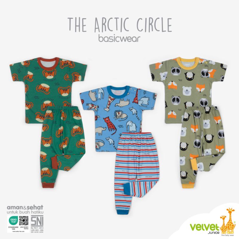 Velvet junior lengan pendek celana panjang unisex anak laki-laki dan perempuan