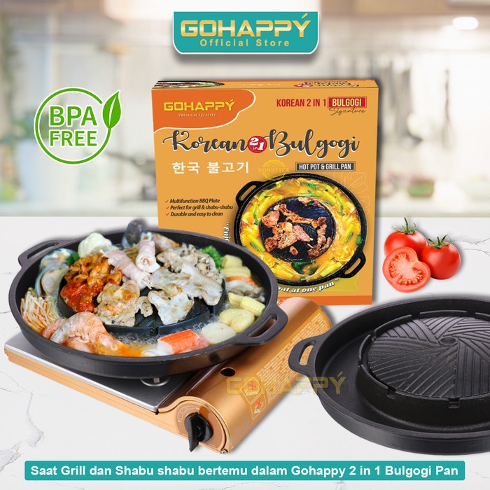 Sale Gohappy Bulgogi Pan 2 in 1 Panci grill GHK39 Steamboat shabu Suki pot /GRILL PEN/BAKARAN