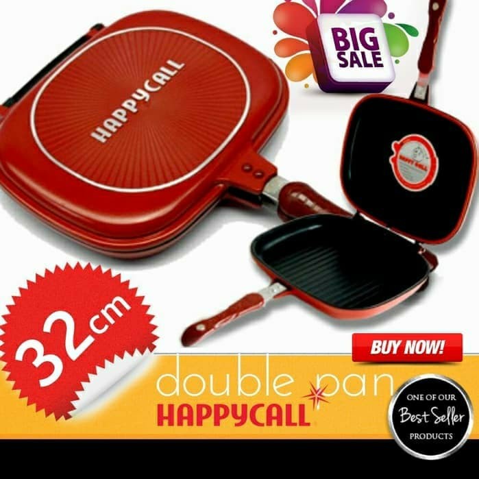 TERLARIS Happy Call Jumbo 32 cm/Double Pan/Alat panggangan praktis /GRILL PEN/BAKARAN SATE/MULTI