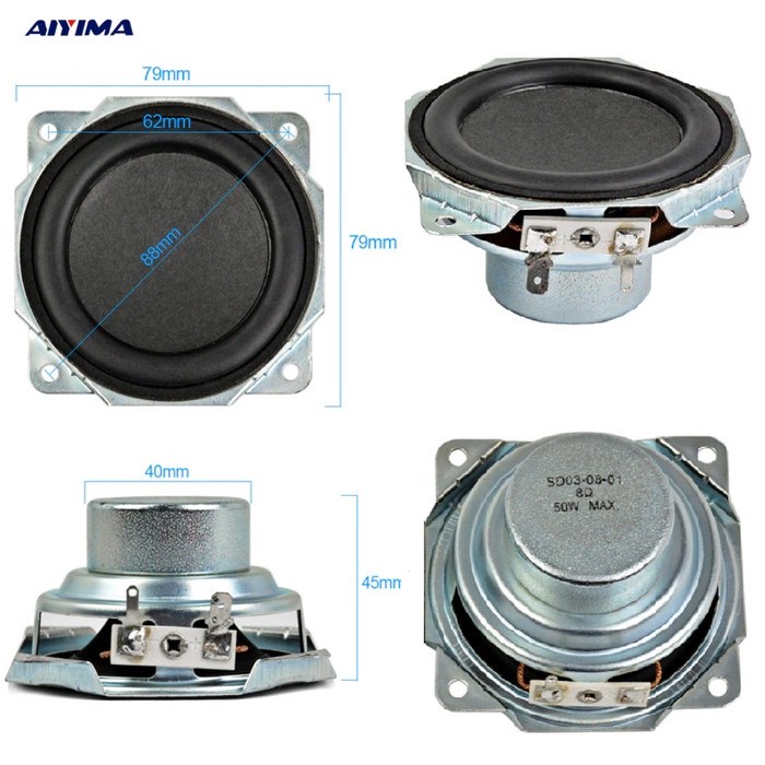 Asli Neodymium Magnet Hifi Mid-Woofer Speaker 3In High Power 50W Low Bass Garansi