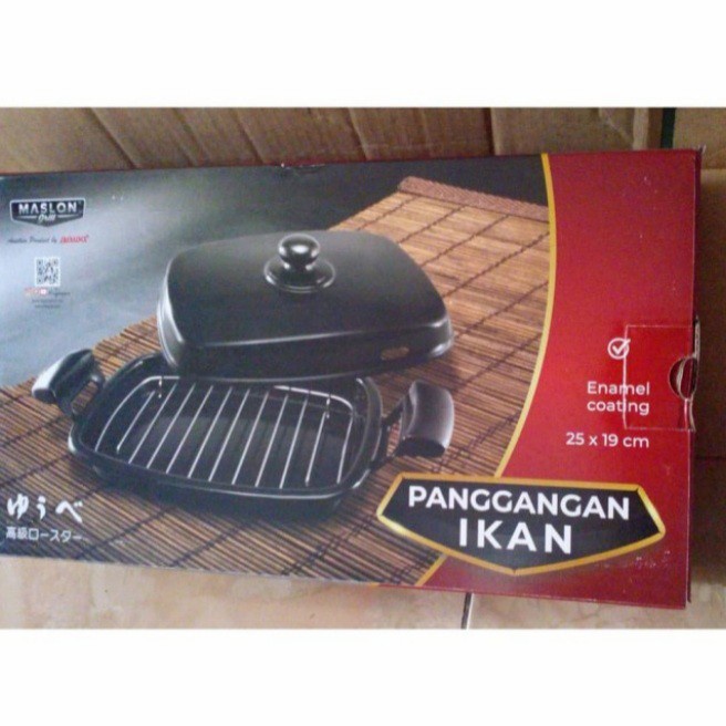 Discount panggangan ikan enamel BBQ +tutup warna hitam /GRILL PEN/BAKARAN SATE/MULTI GRILL PEN
