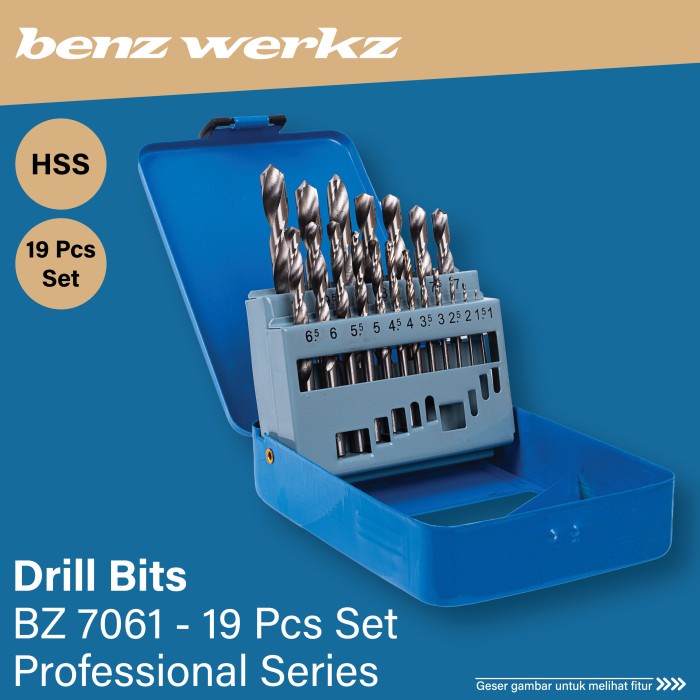 MATA BOR HSS SET 19 PCS / MATA BOR BESI / DRILL BITS SET BENZ WERKZ