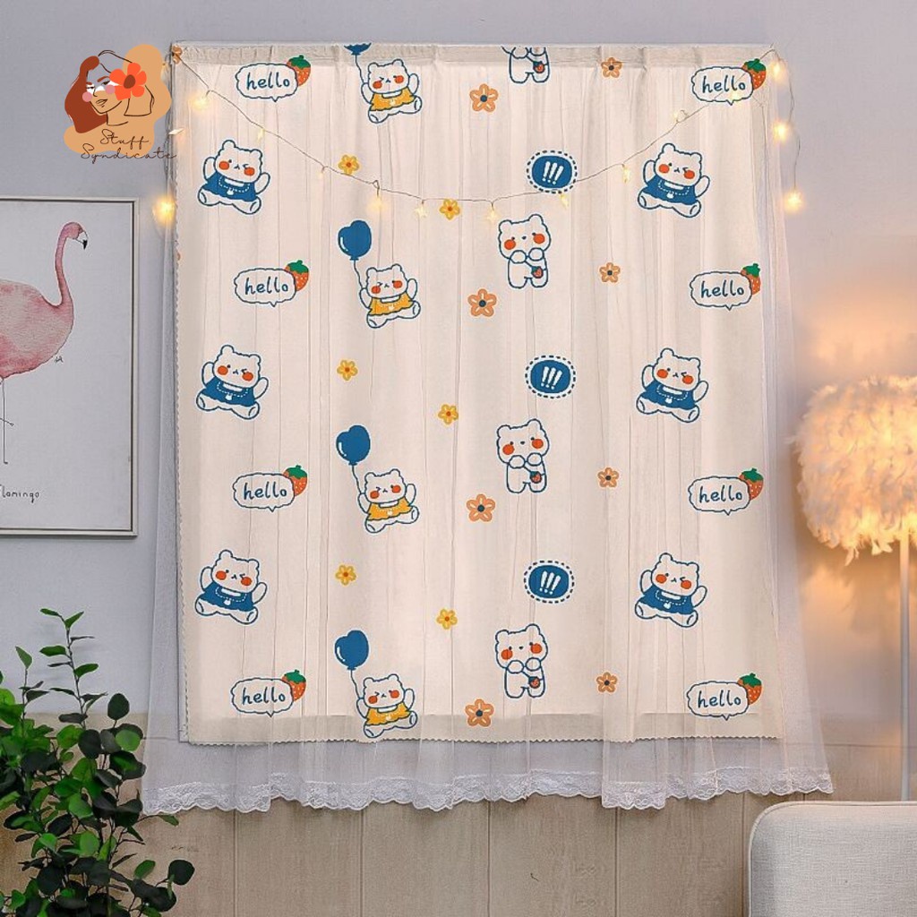 Gorden Jendela Motif Velcro Pintu Tirai Horden Pintu Kamar Anak Tanpa Paku Dan Bor