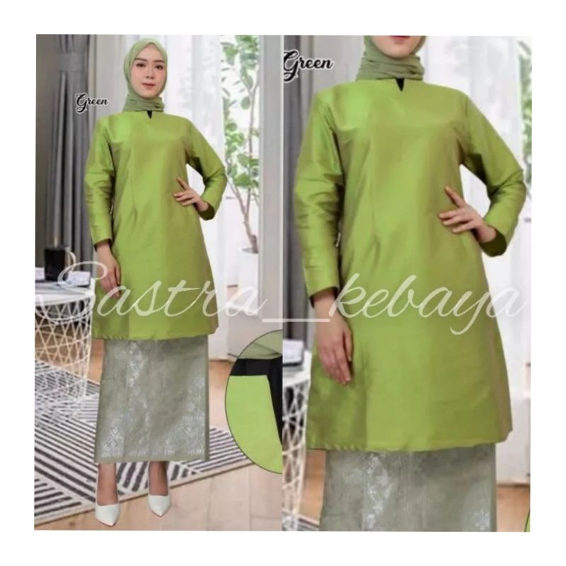 Baju kurung taffeta polosan jumbo // atasan baju kurung taffeta melayu // atasan baju kurung bahan t