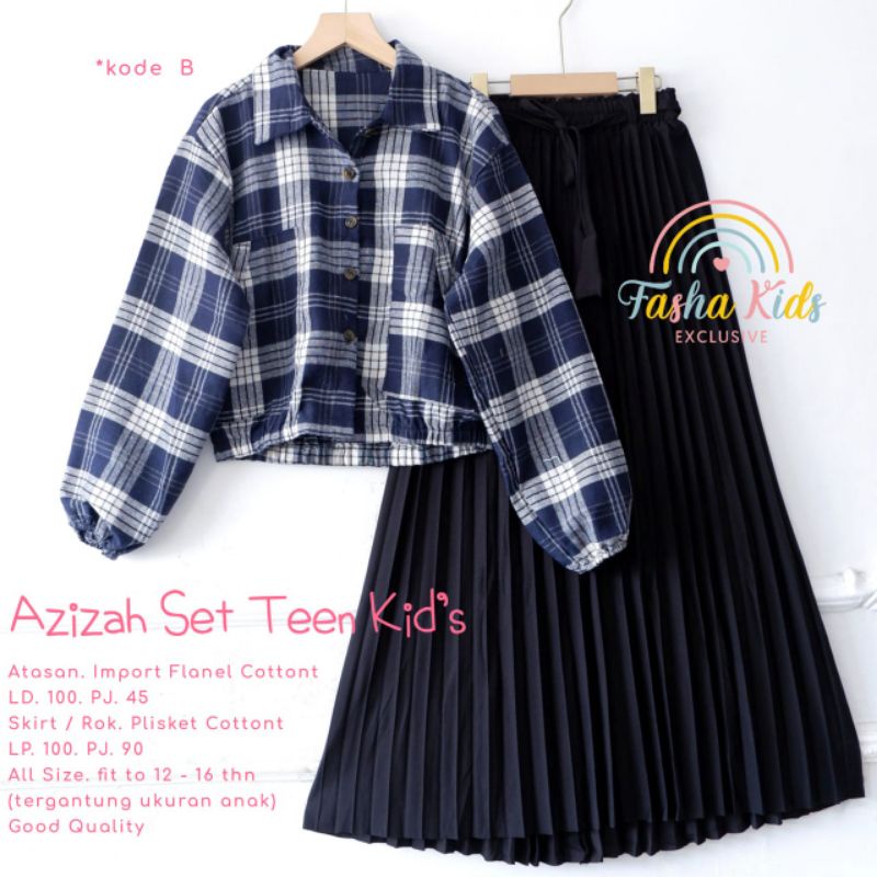 ((SETROK PLISKET REMAJA)) AZIZAH SET TEEN // SETELAN BLOUSE FLANEL PREMIUM DAN ROK PLISKET MAYUNG RE