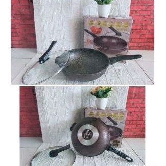 Moegen wok pan/wajan pengoreng/ kuali batu granit