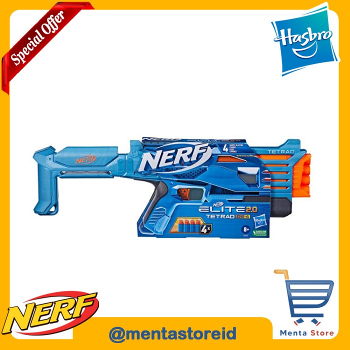 NERF Tetrad Elite 2.0 QS4 Blaster Shotgun Original Hasbro Gun Toys