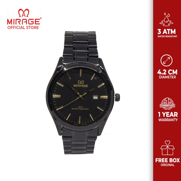 ✅New Ori Jam Tangan Laki Mirage Original 8708L Hitam Full Black Model Terbaru Terbatas