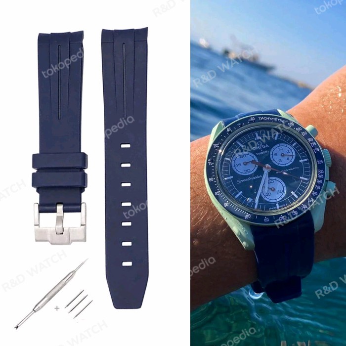 ✅Ori Strap Rubber Omega X Swatch Moonswatch Premium Navy Blue Terbaru