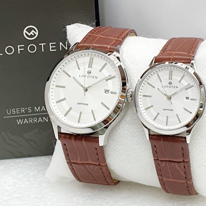 ✅Ori Jam Tangan Couple Lofoten 8104 Original Brown Silver Garansi 1 Tahun Terbatas