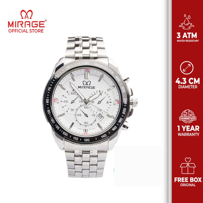 ✅Ori Jam Tangan Pria Terlaris Mirage Original Silver 8535M Pp Terbaru
