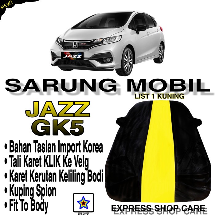 ✅Original Sarung Mobil Jazz Gk5 List Single Kuning Body Cover Jazz Gk5 Diskon