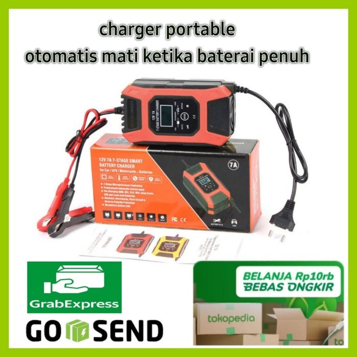 ✨COD Charger Aki Portable 12V 7A Dengan Sistem Otomatis Mati Ketika Penuh Bisa Sameday