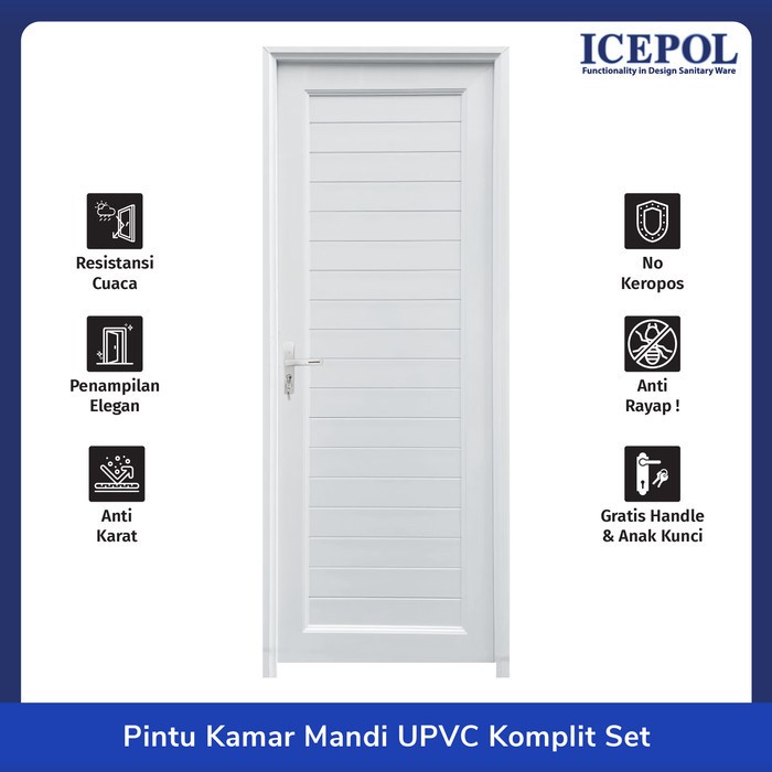 ICEPOL PINTU KAMAR MANDI FULL UPVC 80X200 KOMPLIT SET