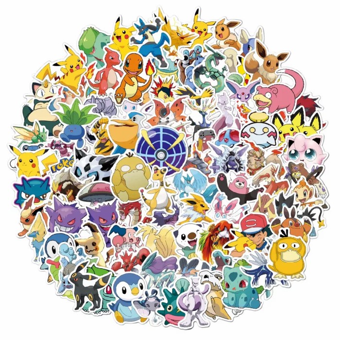 

100 Pcs Sticker Pokemon Pikachu Stiker Cute Waterproof Cute
