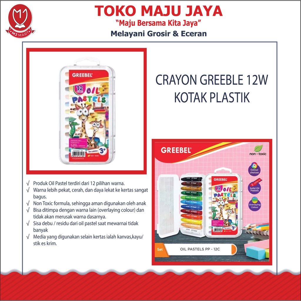 

CRAYON GREEBLE 12 Warna KOTAK PLASTIK