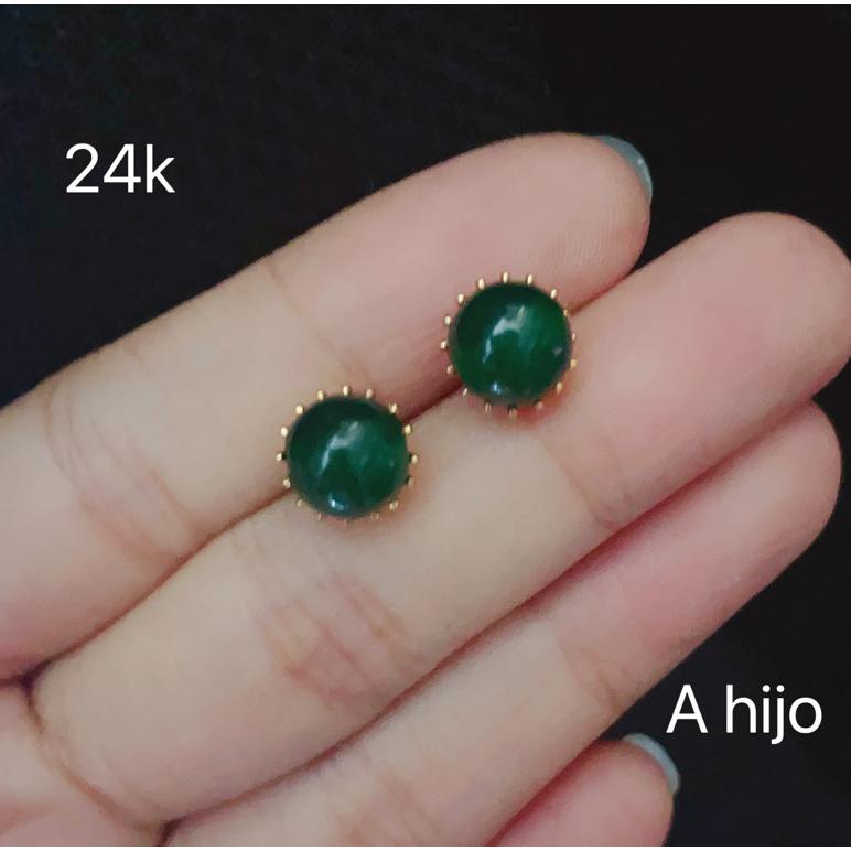 AWET promo anting tusuk batu giok lapis emas 24 karat 11 warna awet TIDAK LUNTUR