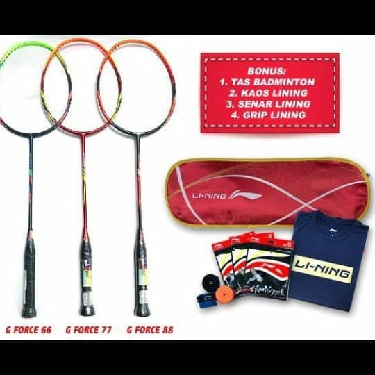 [New Ori] Raket Badminton Lining G Force 66 77 88 Original Terbaru