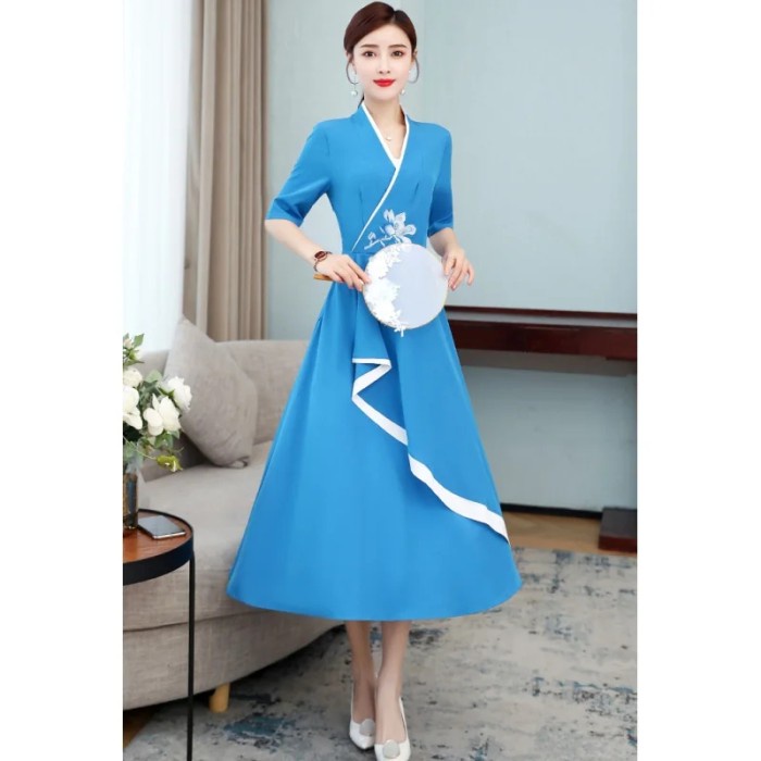 [Ori] Dress Warna Biru Muda Model Cantik Korea Terbatas