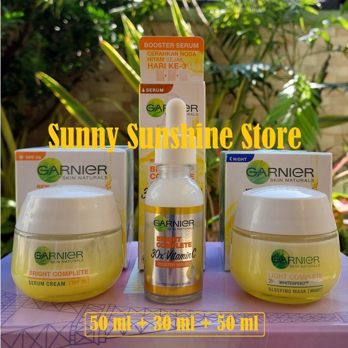 [Original] Paket Garnier Light Complete 3 Pcs: Booster Serum Krim Siang  Malam Bisa Sameday