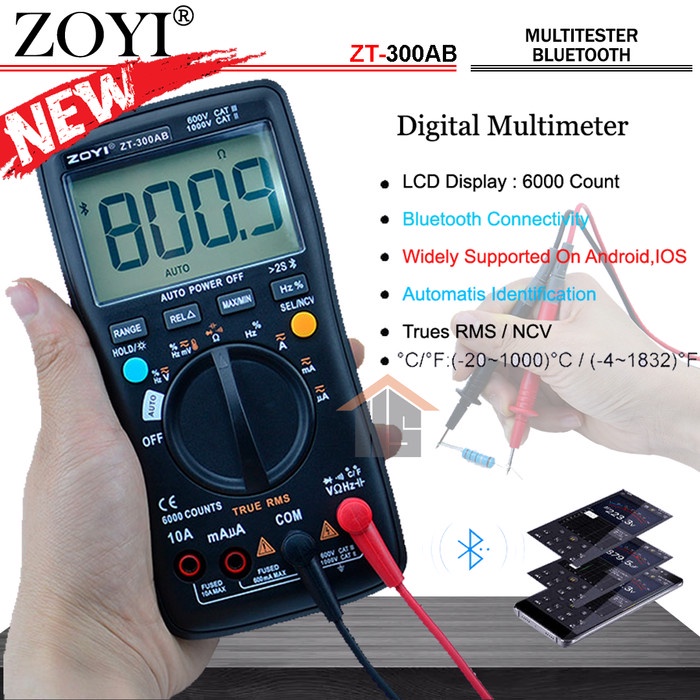 [Ori] Zoyi Zt-300Ab True Rms Ncv Upgrade Auto Mutlitester Bluetooth Digital Terbaru