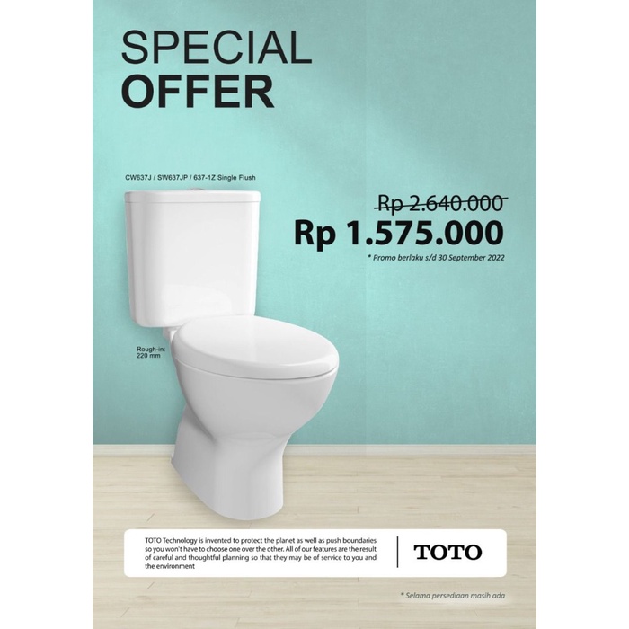 Terbaru Kloset Duduk Toto Cw637J / Closet Duduk Cw 637J / Cw 637 J Ready Stock