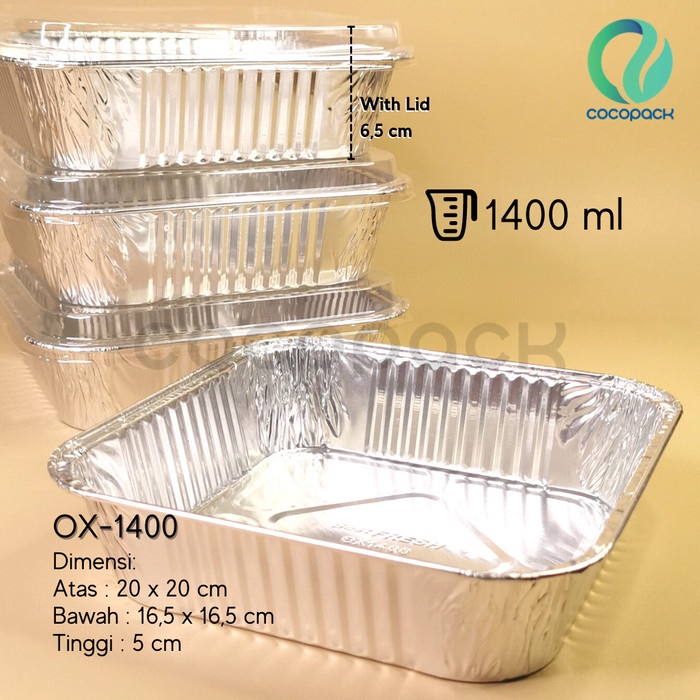 ALUMINIUM FOIL TRAY CUP OX-1400 + TUTUP MIKA