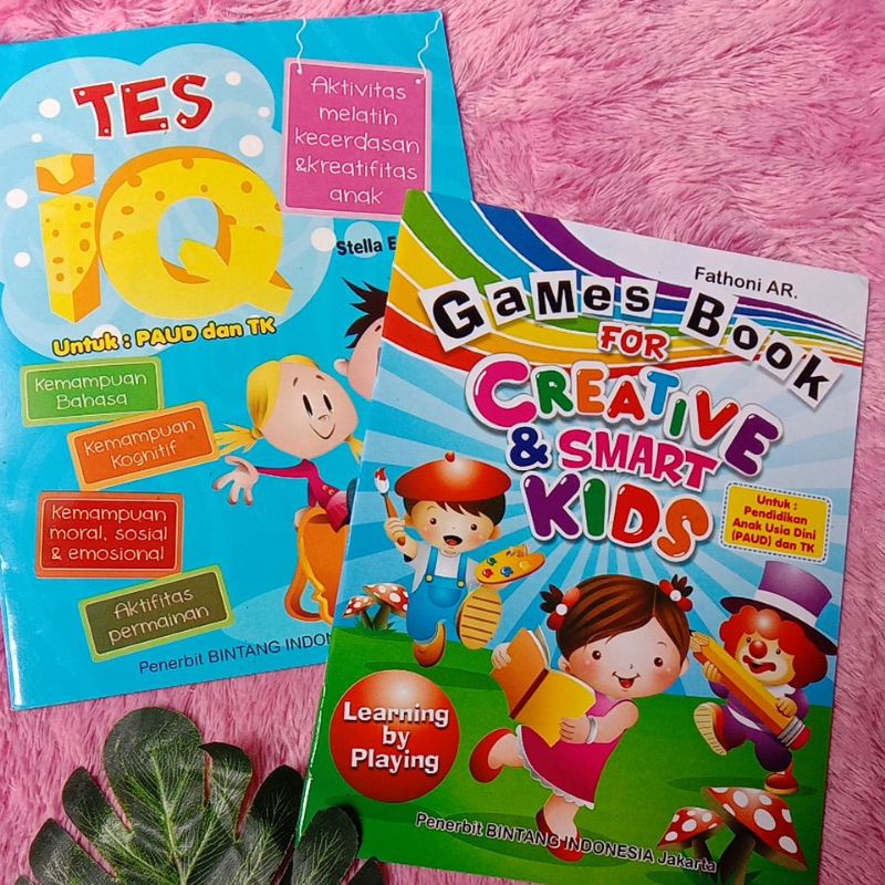 Buku latihan tes IQ / games book for creative & smart kids PAUD dan TK full colour / buku cerita