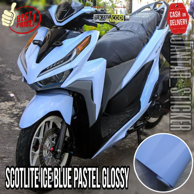 Sticker Scotlite Ice Blue Pastel Glossy Premium Stiker Skotlet Motor Baby Blue Pastel Glossy Skotlet