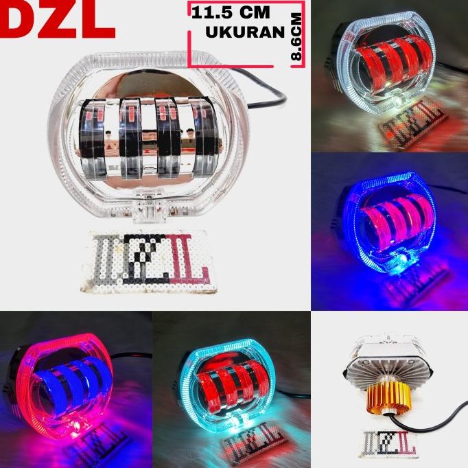 mt star lampu utama led projie crystal daymaker 4 mata 8d lensa