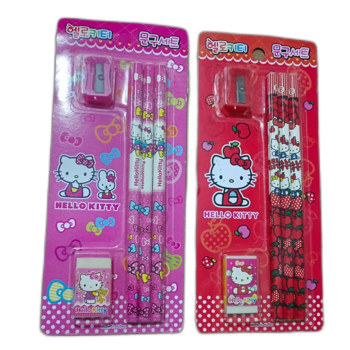 

SANRIO HELLO KITTY STATIONERY SET PENSIL DAN ROTAN 413533 - Merah