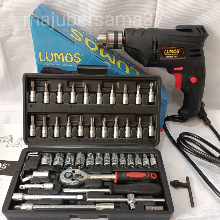 ✅New Ori Mesin Bor Tangan 10Mm Lengkap Kunci Sok Set 46Pc Mesin Bor Listrik Bisa Sameday