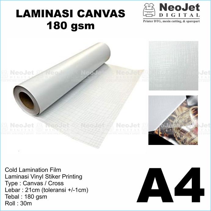 

Bahan Laminasi Dingin Canvas Lebar A4 21 Cm Panjang 30 Meter Kanfas Kode 534