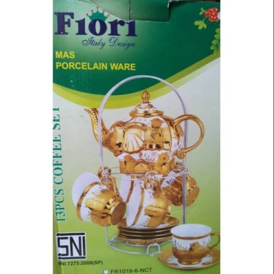 ✅Termurah Tea Set Fiori 13 Pcs Rak Besi Italia Design Fr 1020 Paket Cangkir Berkualitas