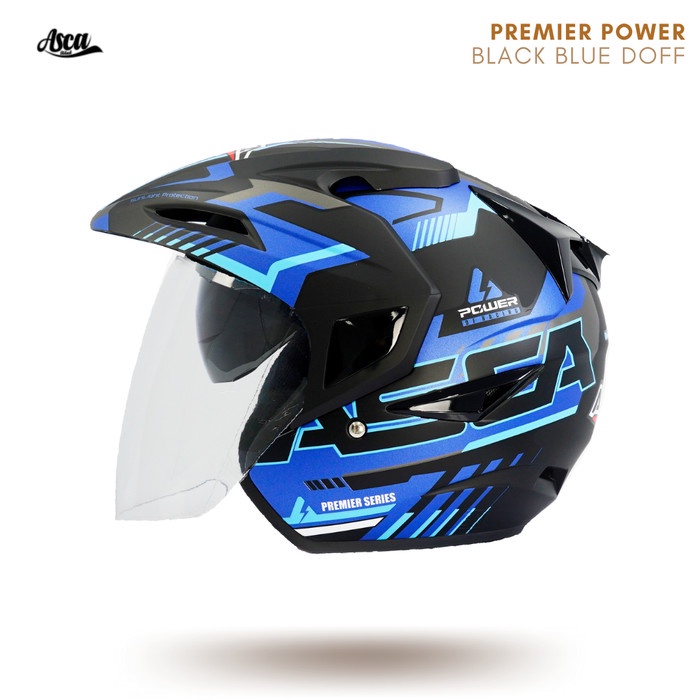 ✨New Helm Asca Premier Power Black Blue Doff Terbatas