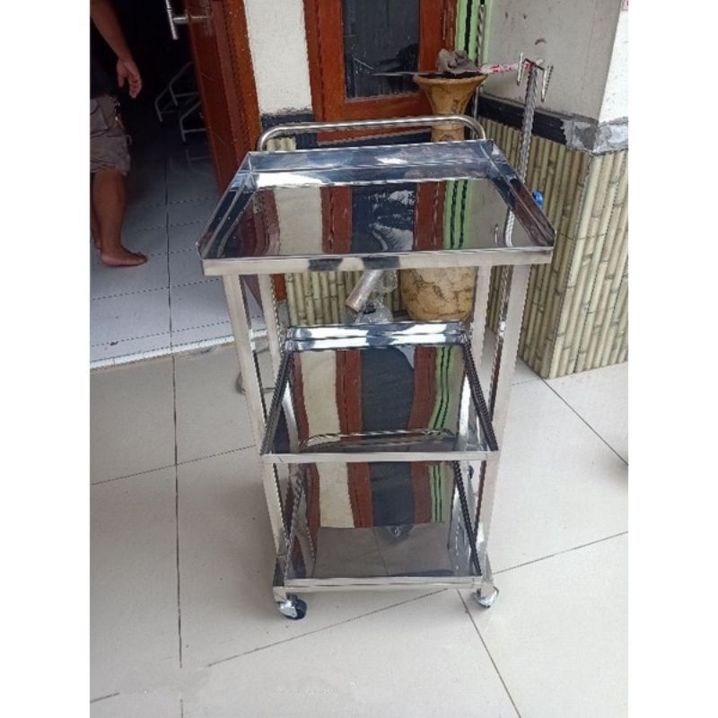 Trolley EKG Pasien Stainless troli ekg medis