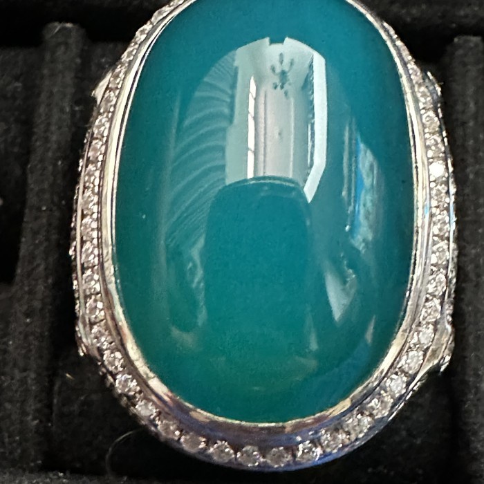 ✨Termurah Batu Bacan Gulau Kristal Asli 24X17X8 Ring Perak Micro Setting Bisa Sameday