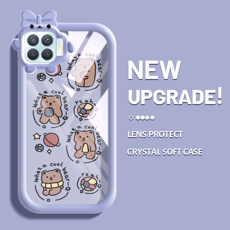 Casing Ponsel untuk OPPO A93 2020 F17 Pro Reno 4F Reno 4 Lite Reno 4 5G Case kartun keren Bear wadah