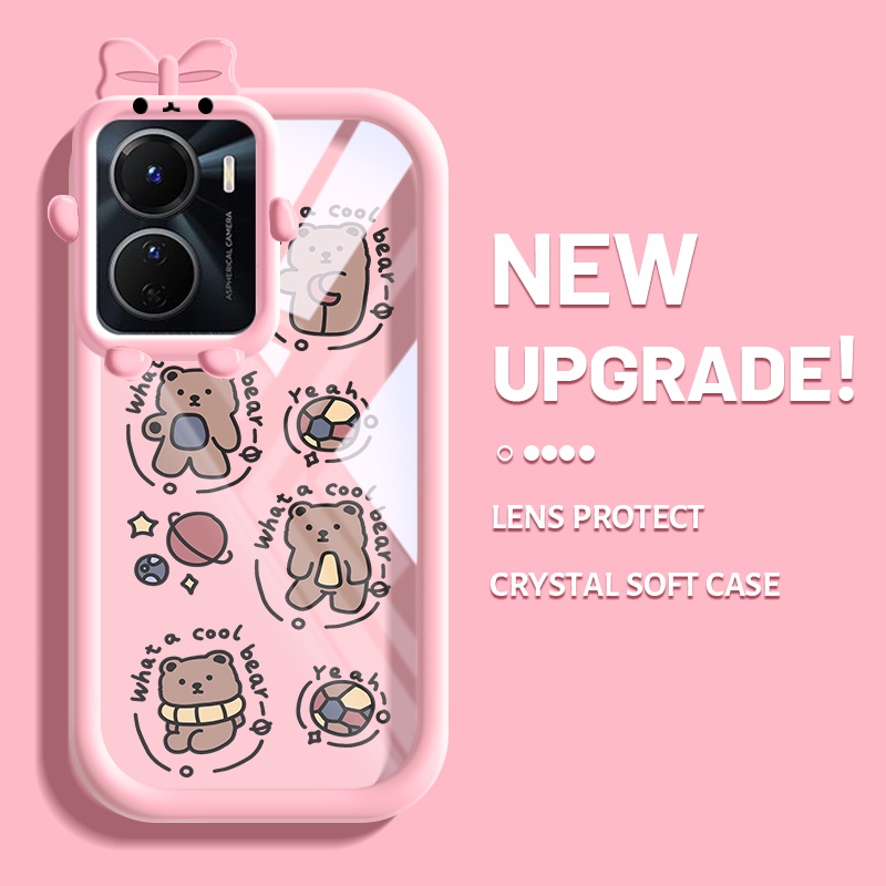 Casing Ponsel untuk VIVO Y16 Y35 5G Y56 5G Y02s Y15s Y15a Y01 S1 Case kartun keren Bear wadah HP kam