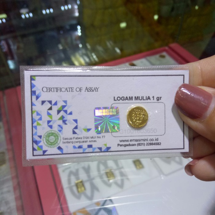 1G CERTIFICATE OF ASSAY